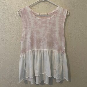 We The Free / tie die sleeveless cotton peplum tank top